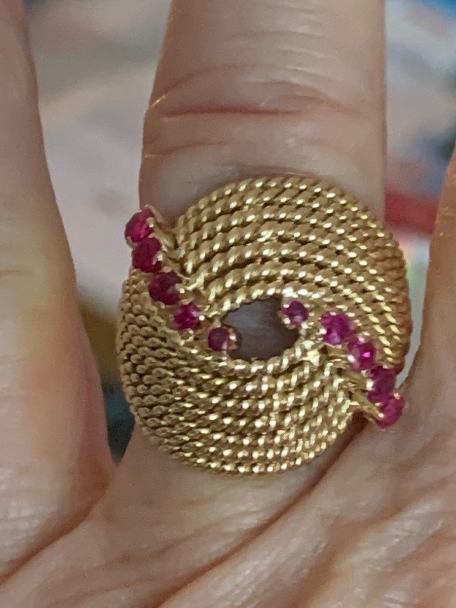 2643 – Bague Or Jaune Rubis Pierres Rouges-photo-3