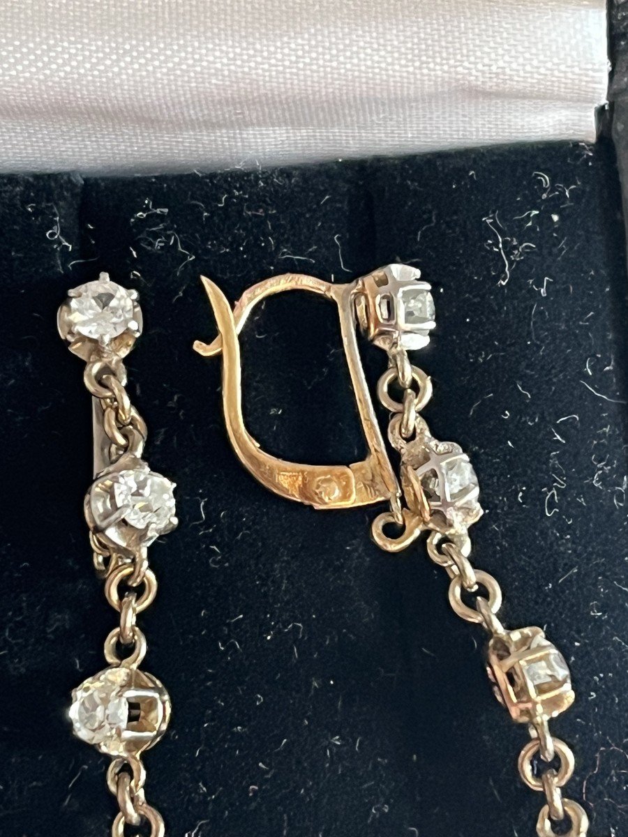 3789 – Yellow Gold Diamond Pendant Earrings-photo-2