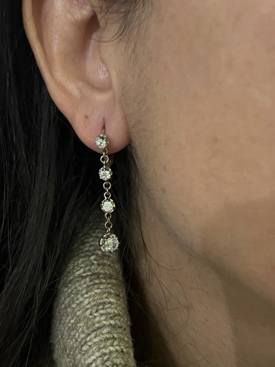 3789 – Yellow Gold Diamond Pendant Earrings-photo-1