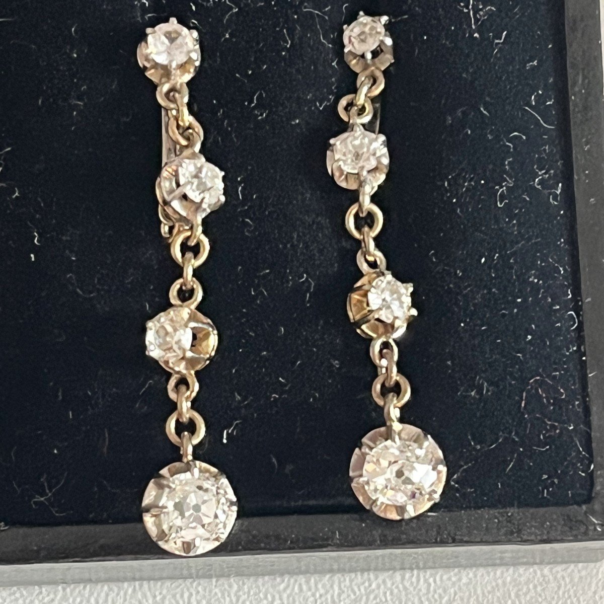 3789 – Yellow Gold Diamond Pendant Earrings
