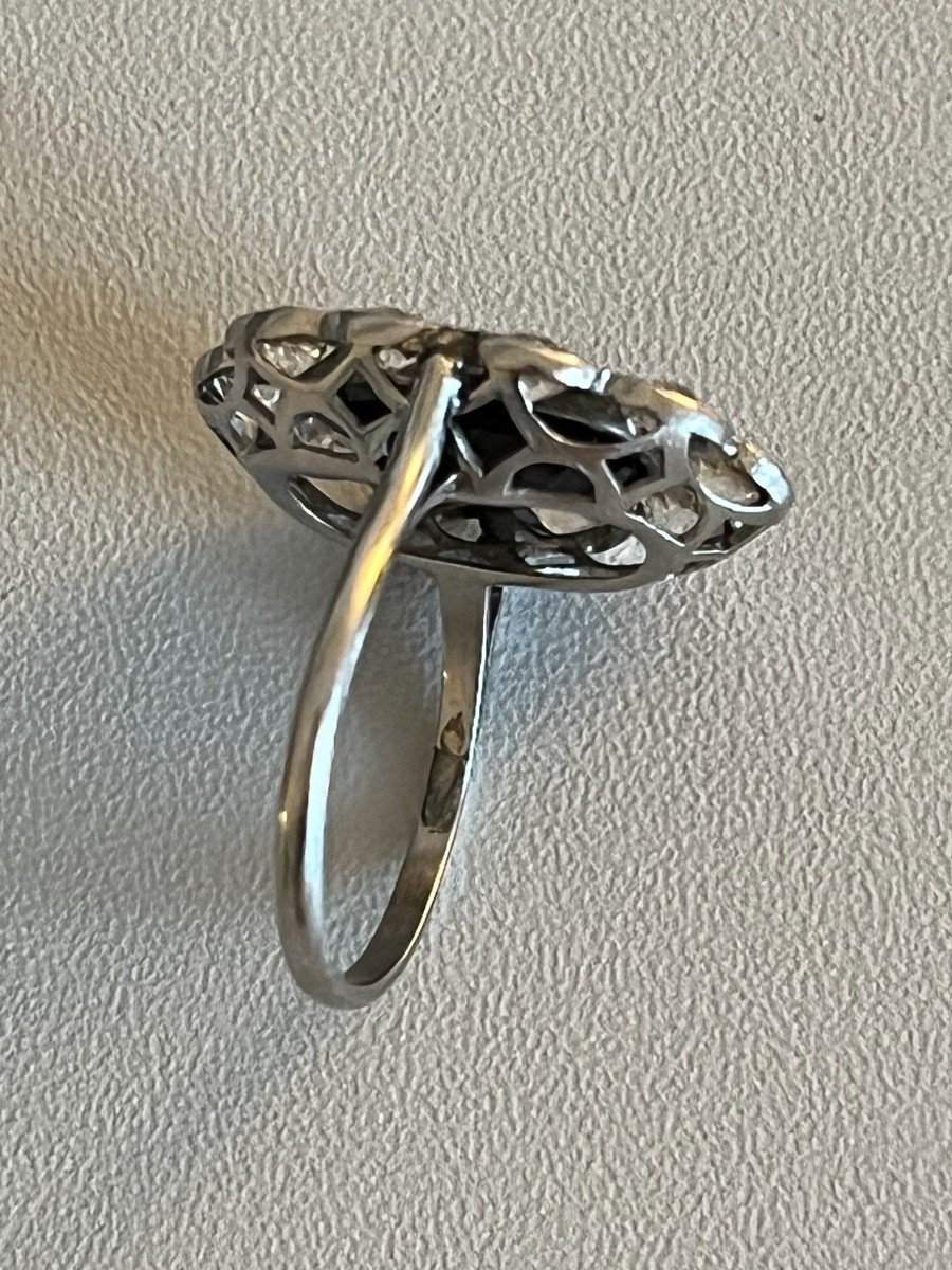 3836 – Platinum Sapphire Diamond Ring 1920s-photo-2