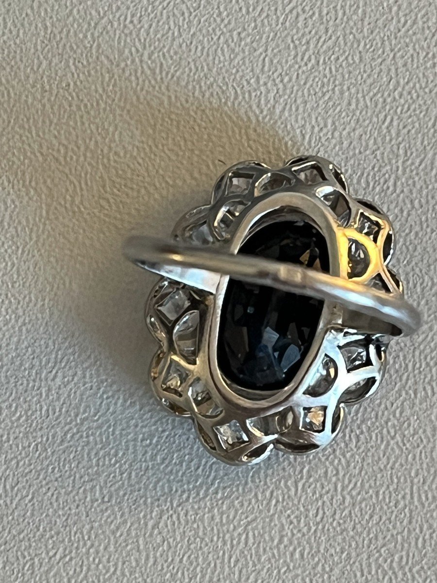 3836 – Platinum Sapphire Diamond Ring 1920s-photo-4