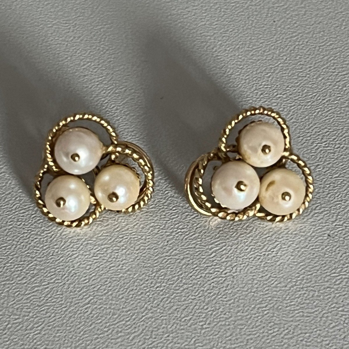 3729 – Boucles d'Oreilles Or Jaune Perles Diamants