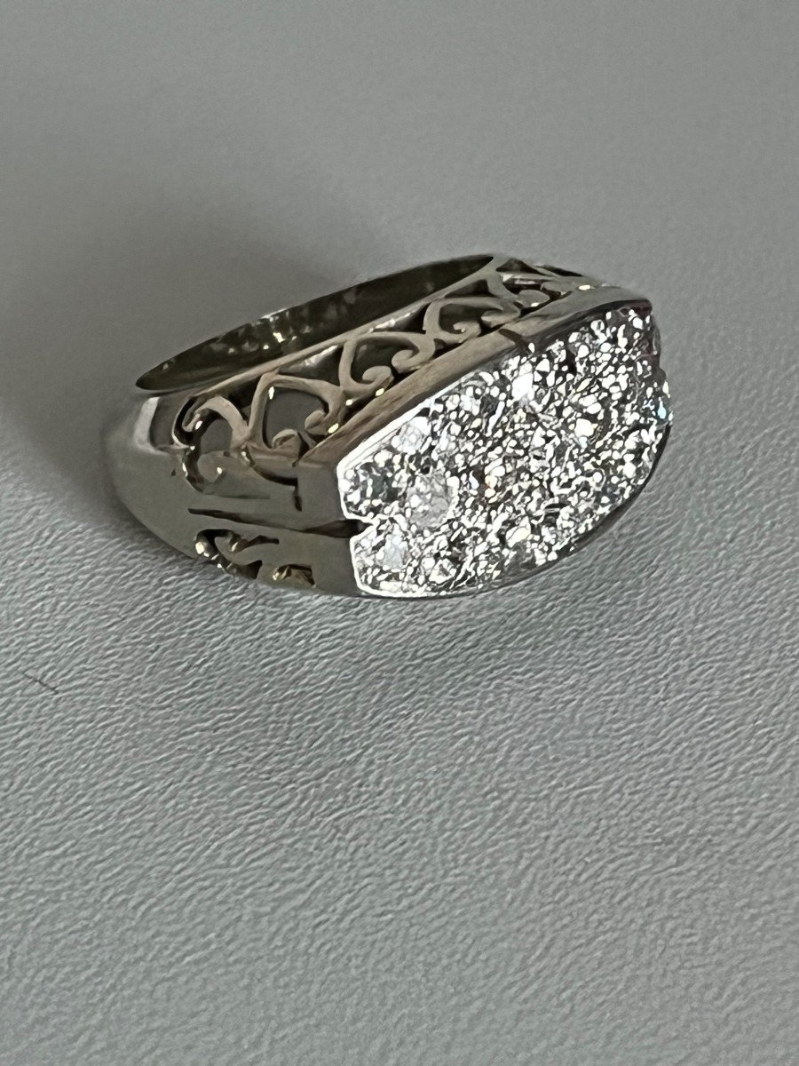 3875– Garter Ring White Gold Platinum Diamonds-photo-4