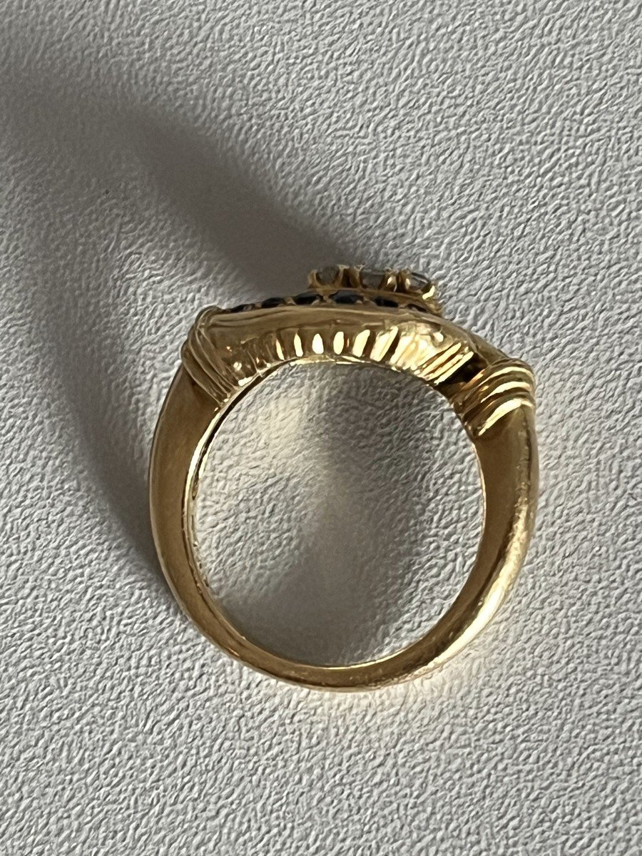3721– Mellerio Ring Yellow Gold Sapphire Diamonds-photo-3