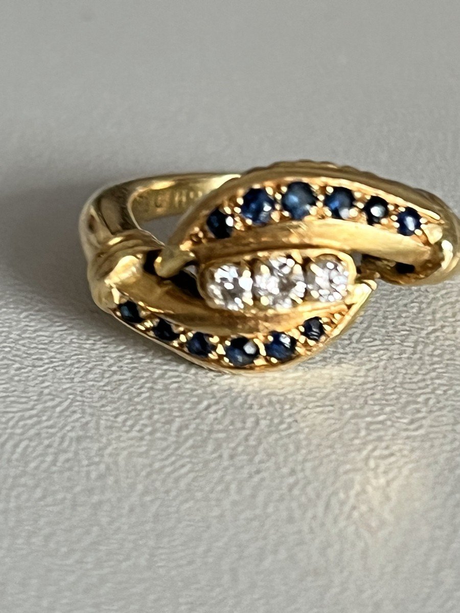 3721– Mellerio Ring Yellow Gold Sapphire Diamonds-photo-1