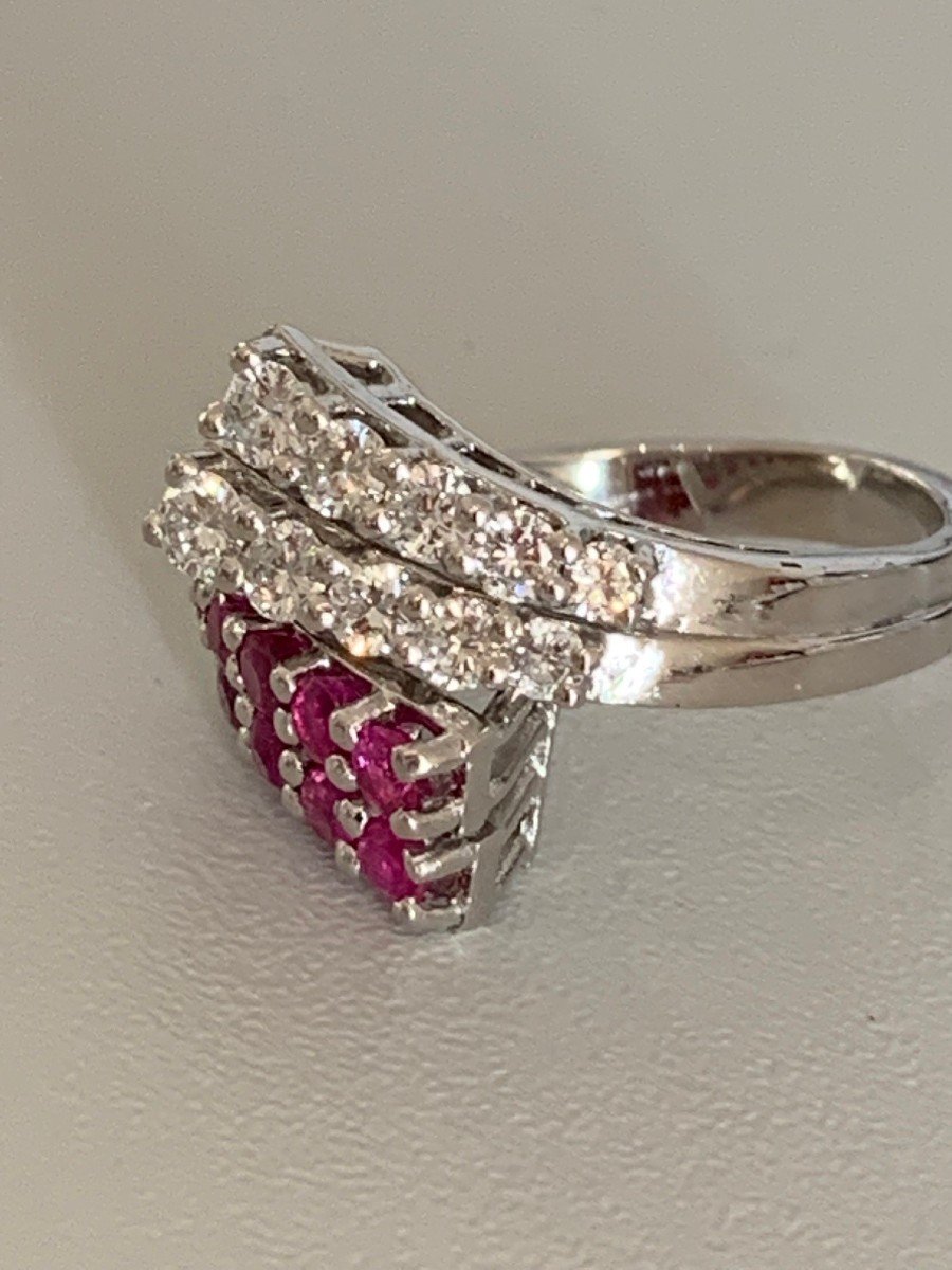 3596– Cross Ring White Gold Ruby Diamonds-photo-3