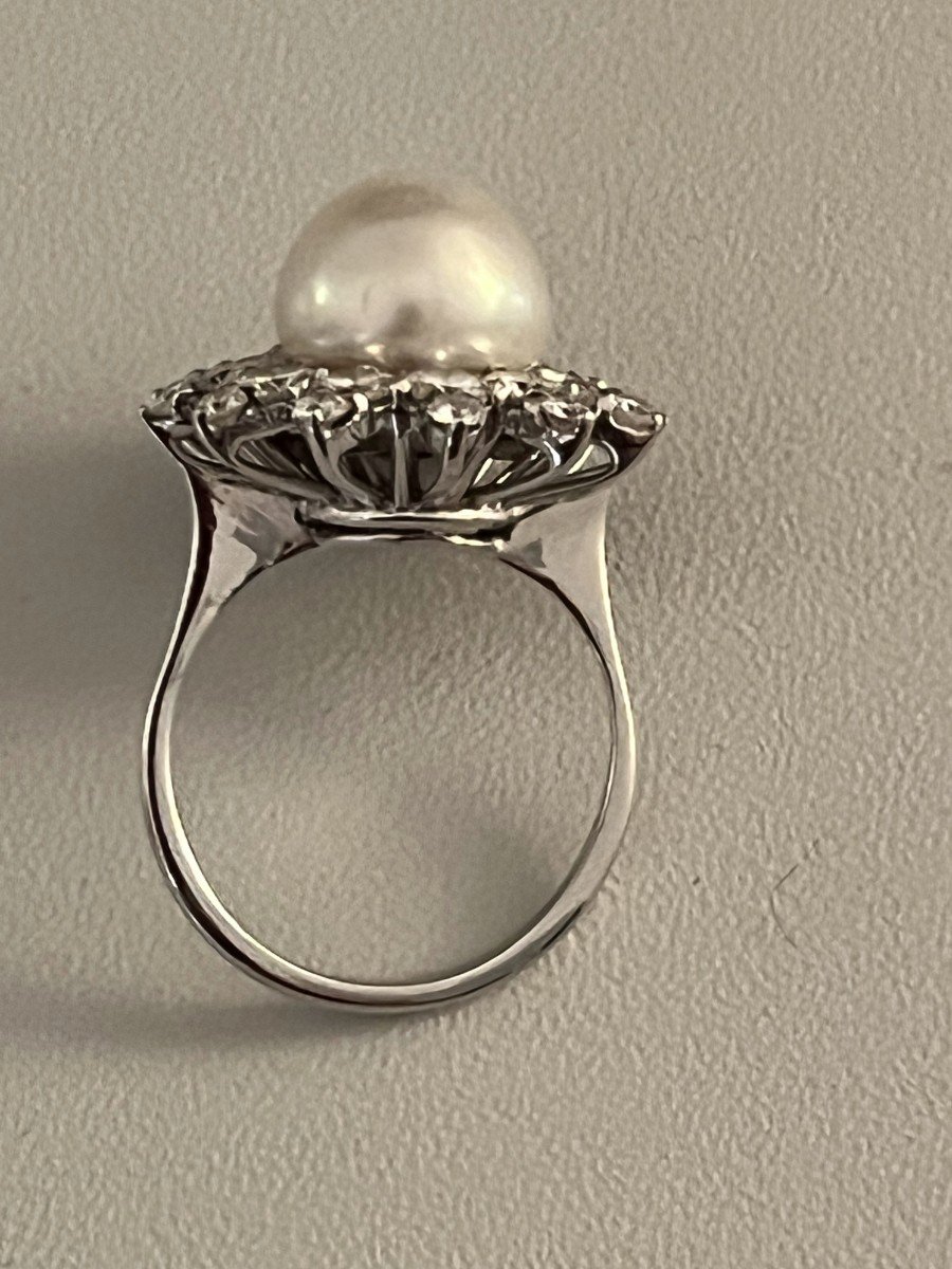 319 – White Gold Pearl Diamond Ring-photo-3