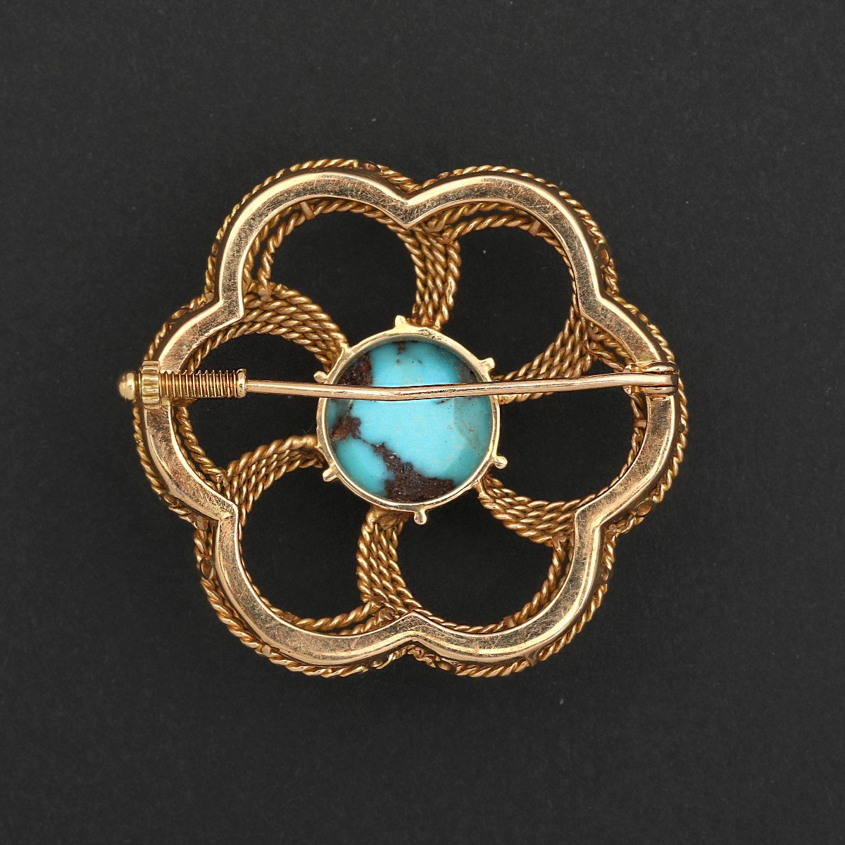 2615– Broche Or Jaune Turquoise-photo-2