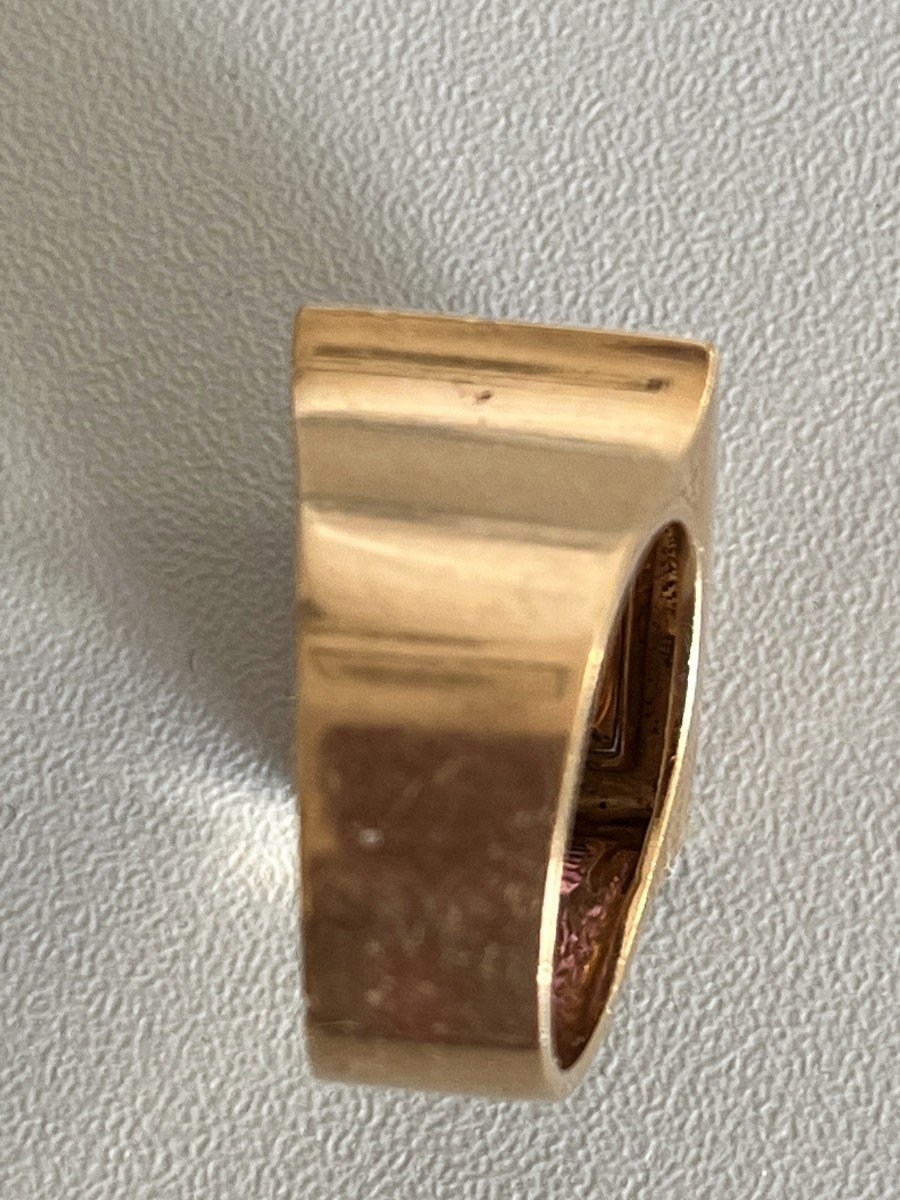 686– Ruby Yellow Gold Tank Ring-photo-3