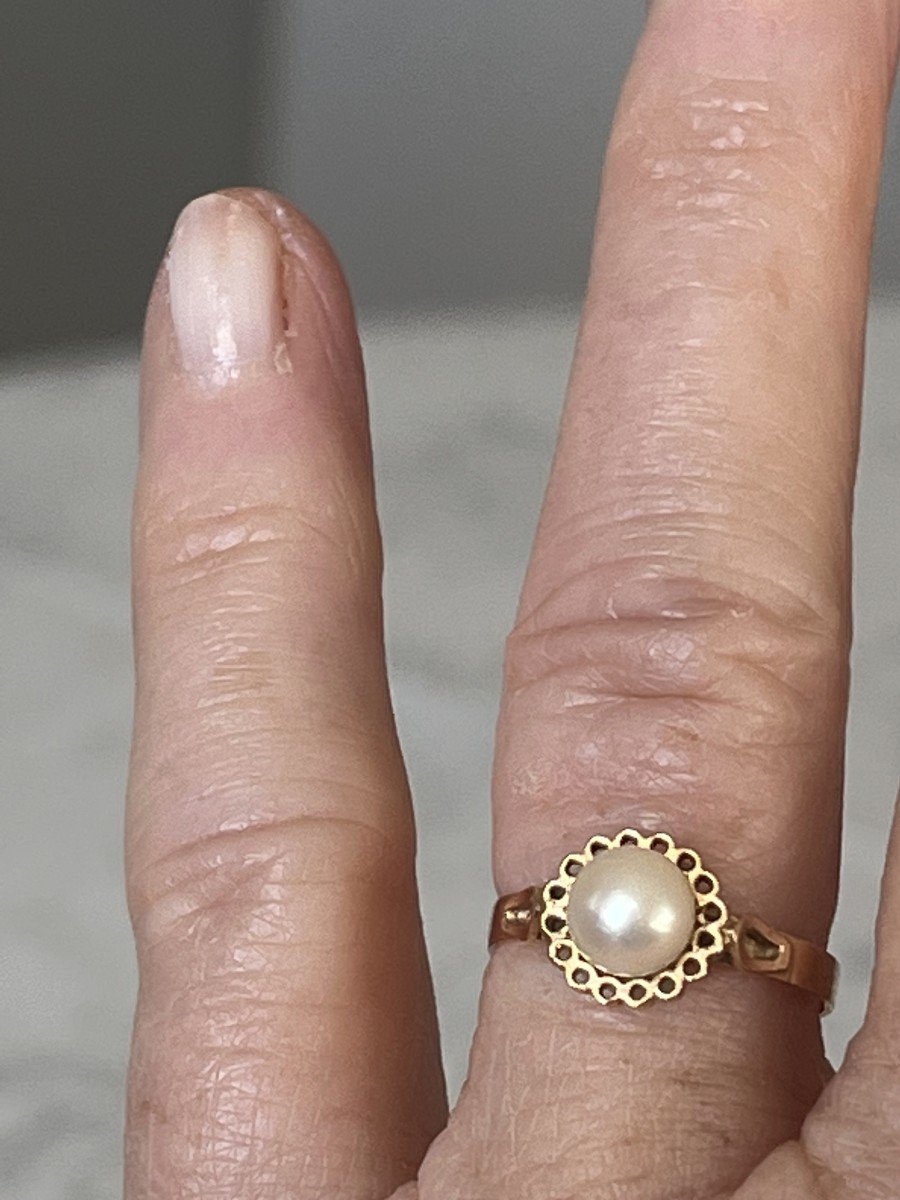 3994– Yellow Gold Pearl Ring-photo-2