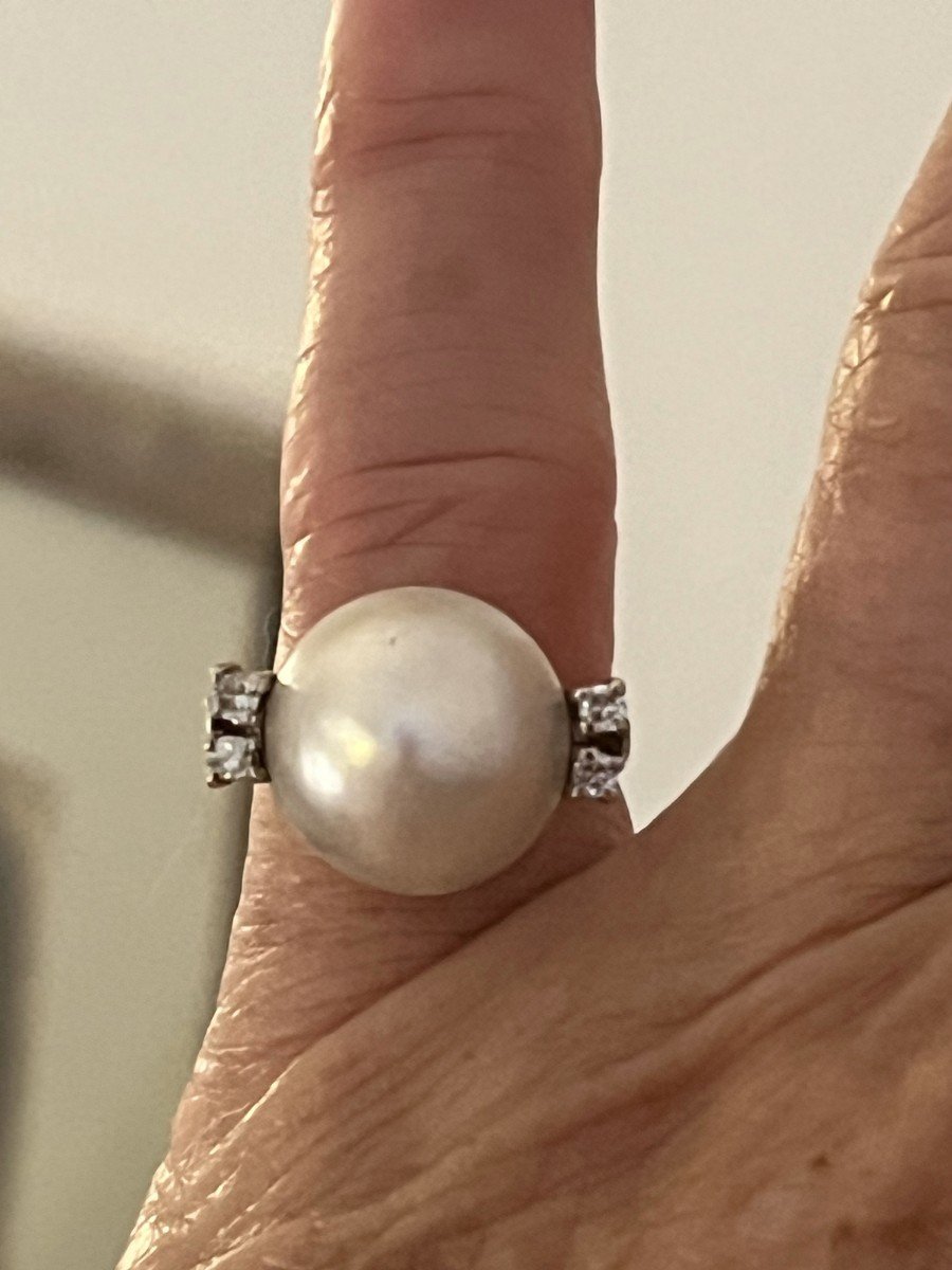 4018– Bague Années 1950 Perle Mabé Diamants-photo-2