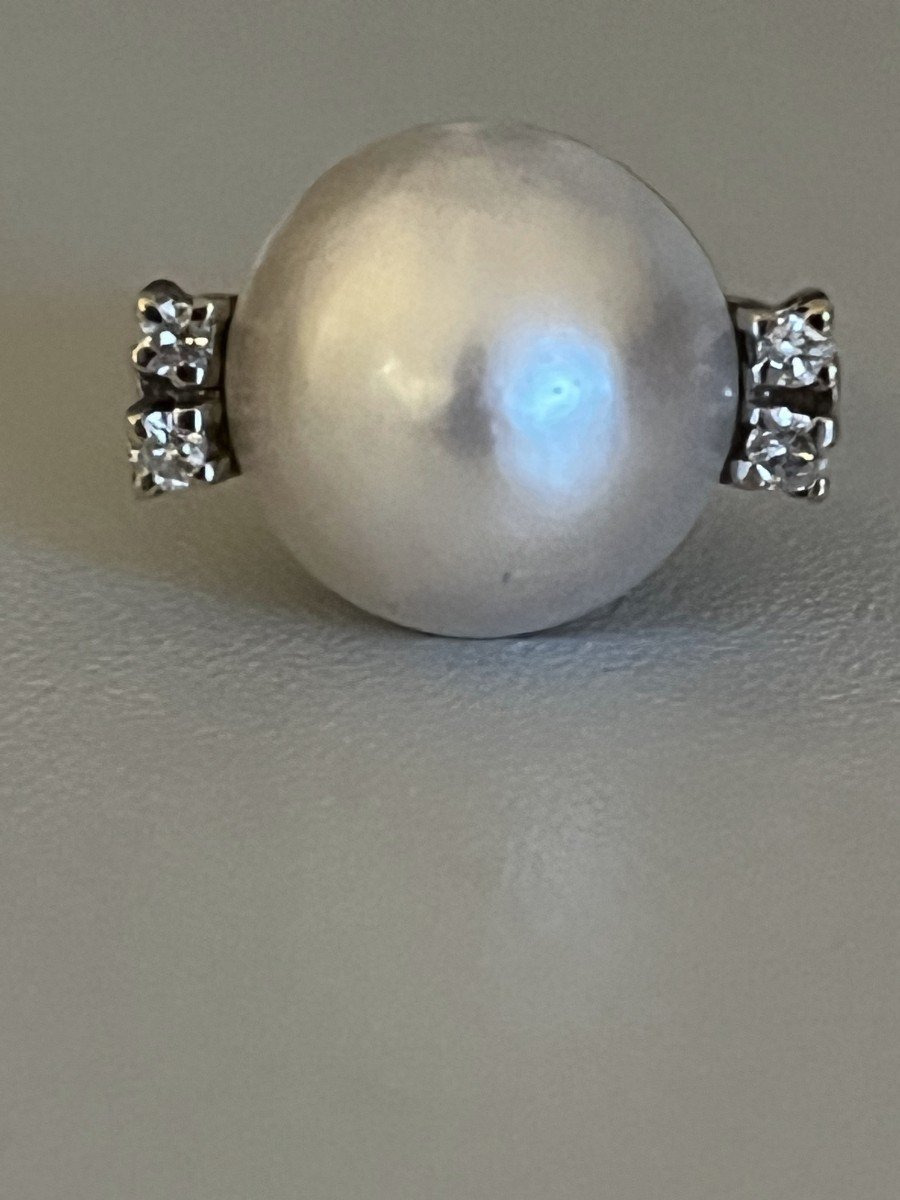 4018– Bague Années 1950 Perle Mabé Diamants-photo-2