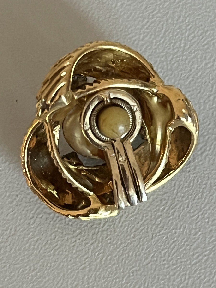 4168– Boucles d'Oreilles Clips Or Jaune Perles Saphirs Années 1960-photo-2