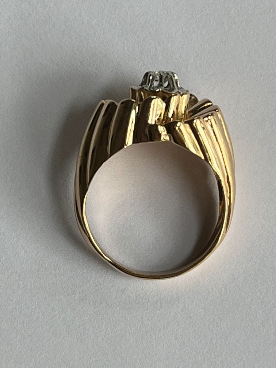 4186– Yellow Gold Diamond Tourbillon Ring-photo-2