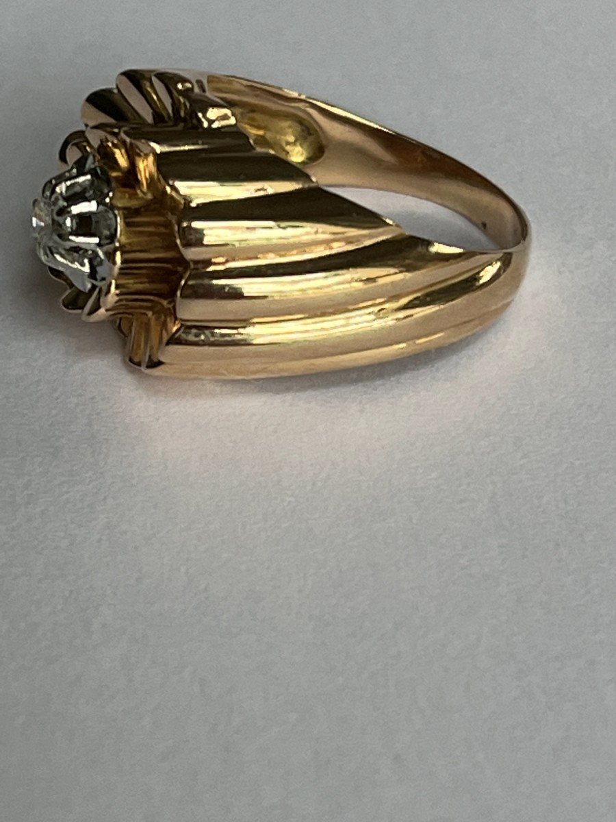 4186– Yellow Gold Diamond Tourbillon Ring-photo-3