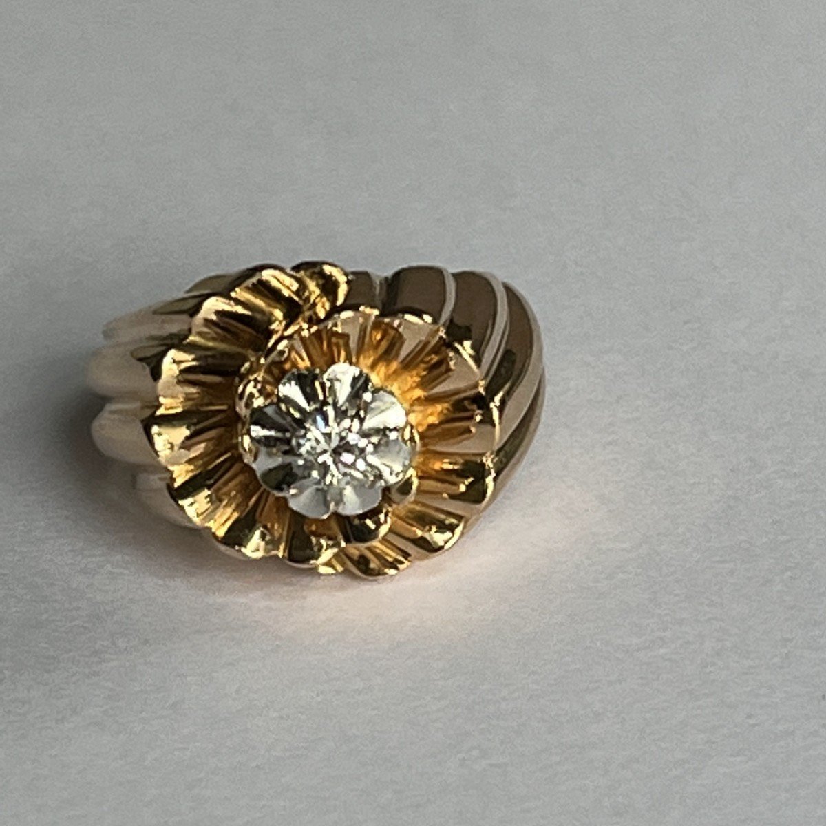 4186– Bague Tourbillon Or Jaune Diamant