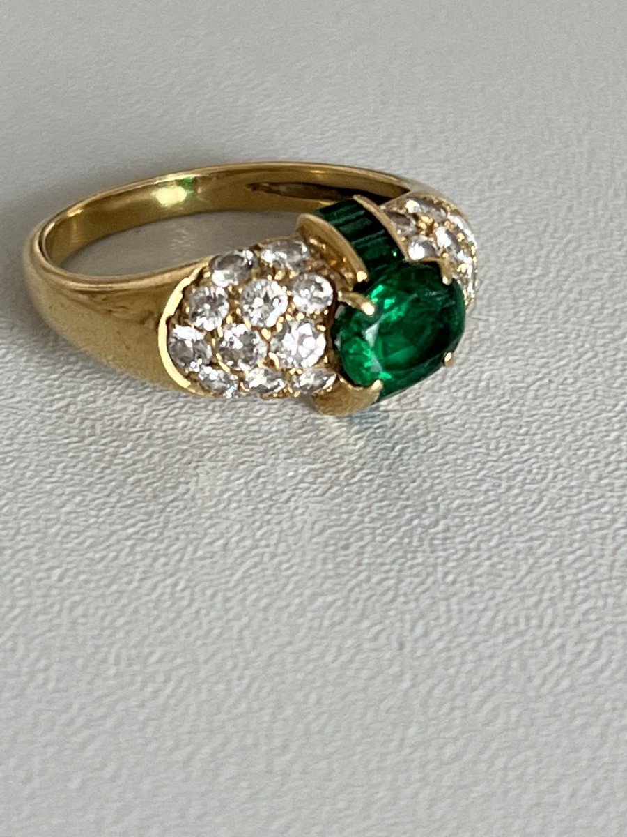 4259– Bague Or Jaune Emeraude Diamants-photo-4