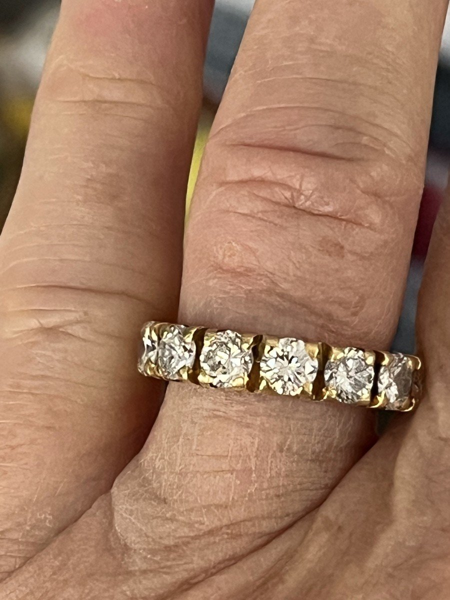 4230– American Wedding Band Yellow Gold Diamonds 3.20 Ct-photo-2