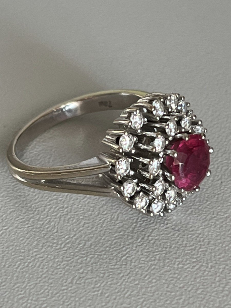 3960– Bague Fleur Or Gris Tourmaline Diamants-photo-4