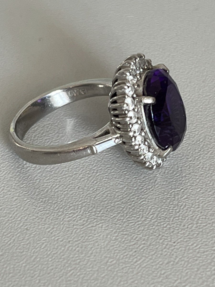 3964 – Platinum Amethyst Diamond Ring-photo-3