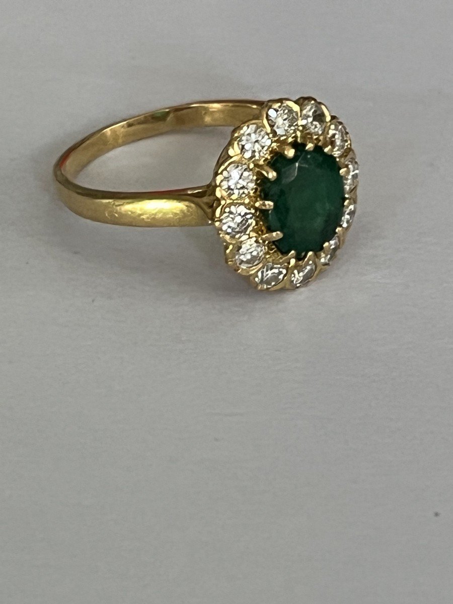4104– Bague Or Jaune Emeraude Diamants-photo-4