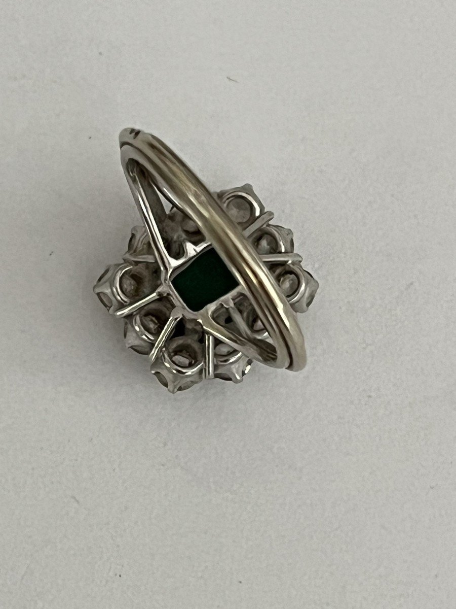 4453– White Gold Platinum Emerald Diamond Ring-photo-4