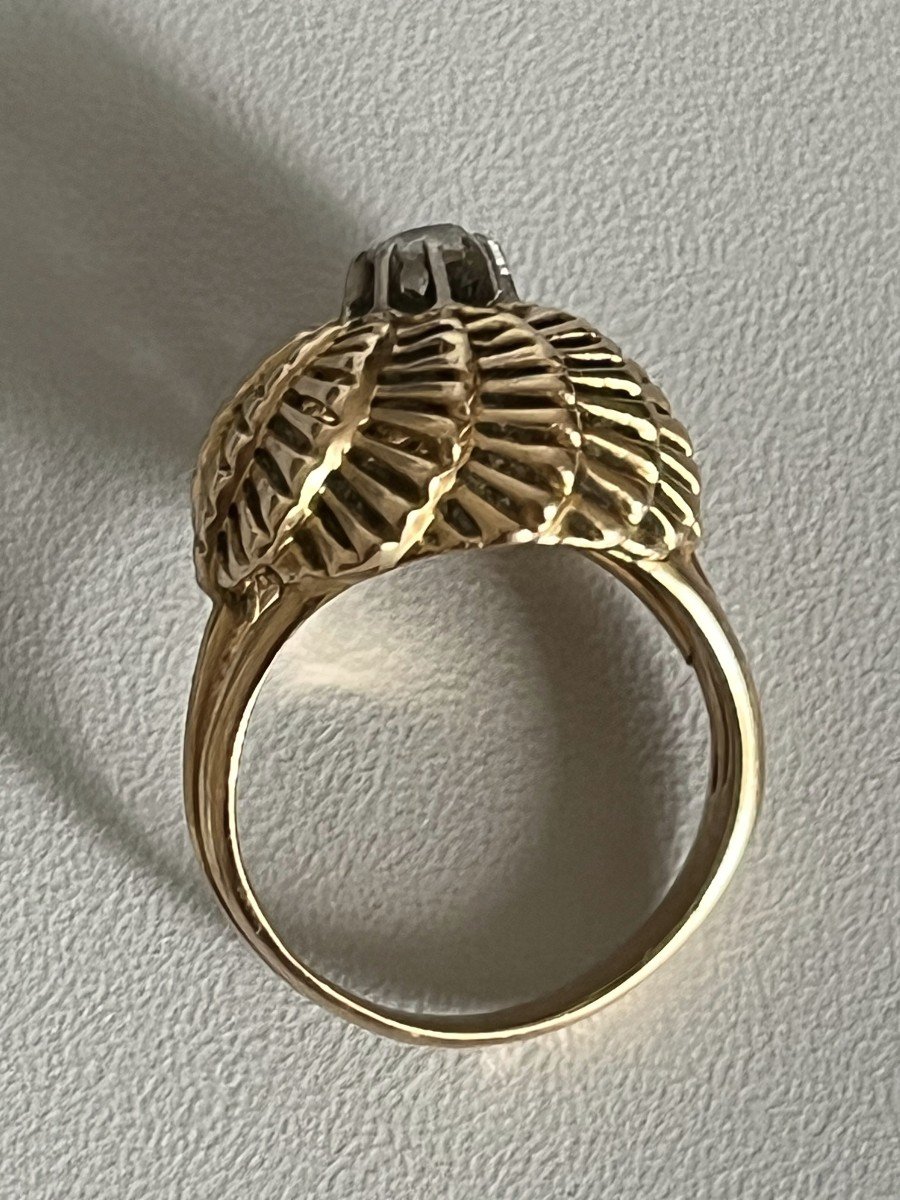 4466– Bague Or Jaune Platine Diamant-photo-3