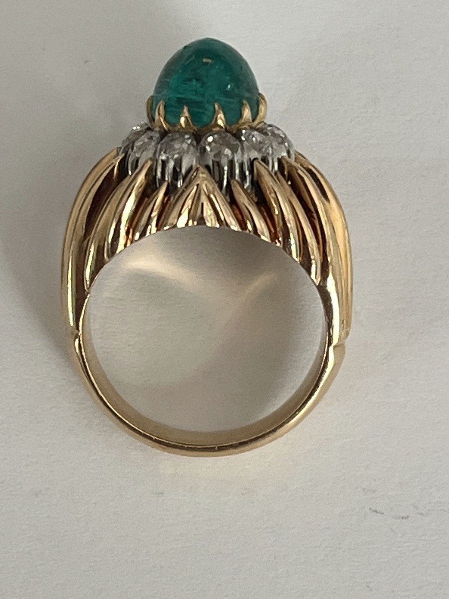 4549- Emerald Diamonds Yellow Gold Ring-photo-3
