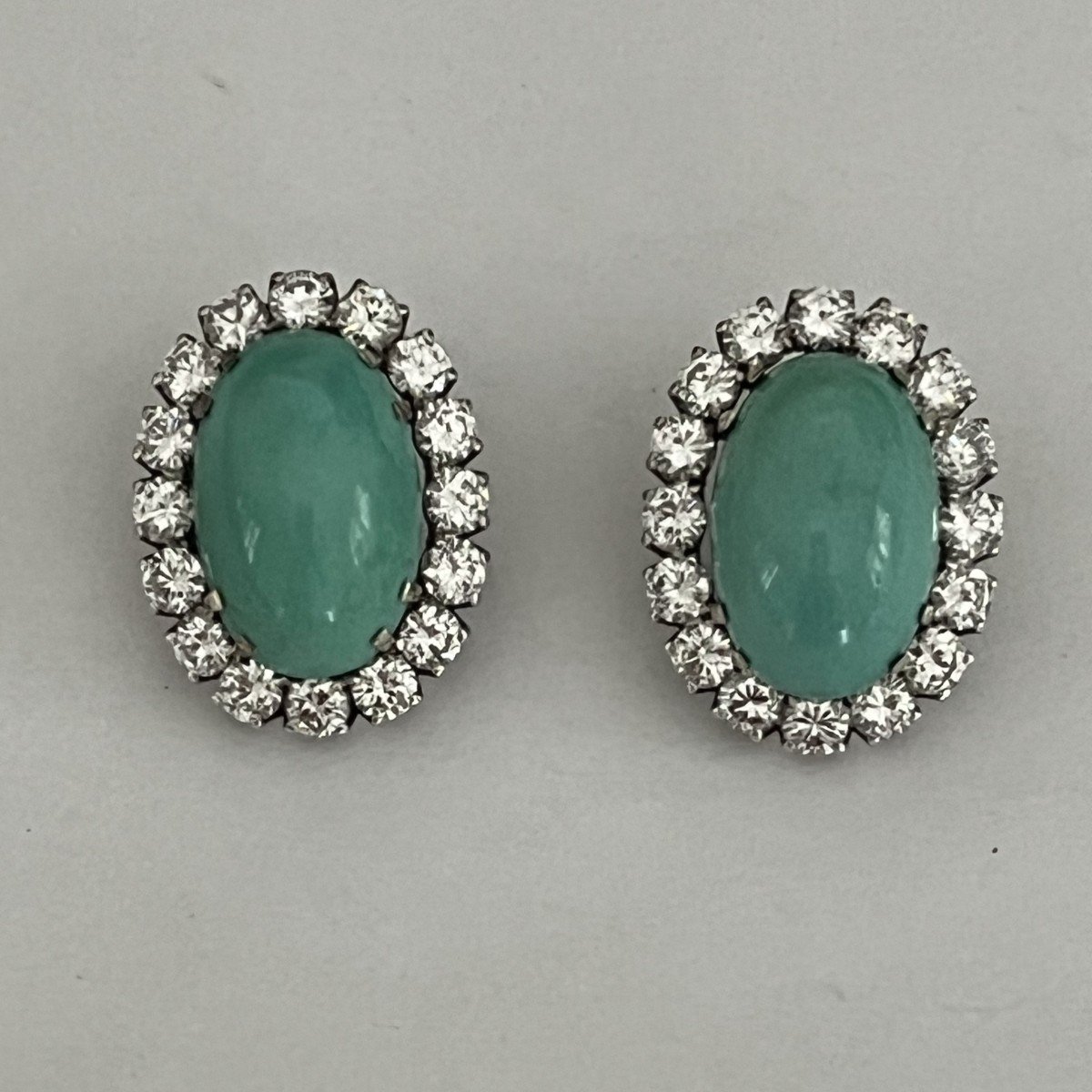 4520- White Gold Turquoise Diamond Earrings