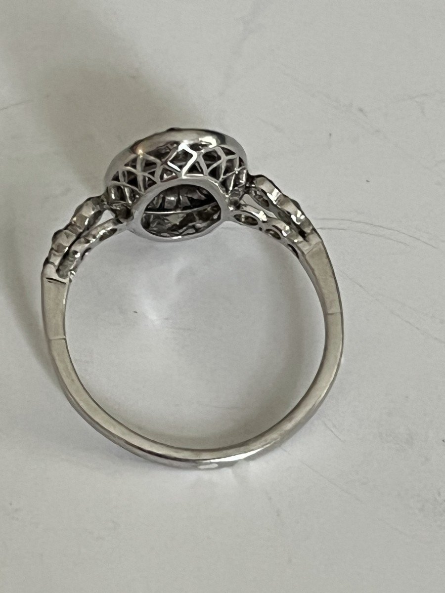 4605- Old Platinum Onyx Diamond Ring-photo-3