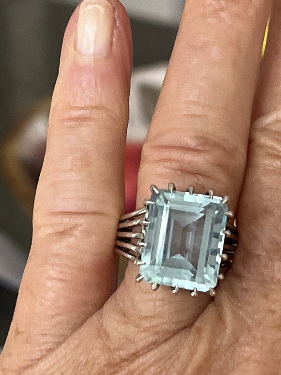 4631- Bague Or Gris Aigue-marine-photo-2