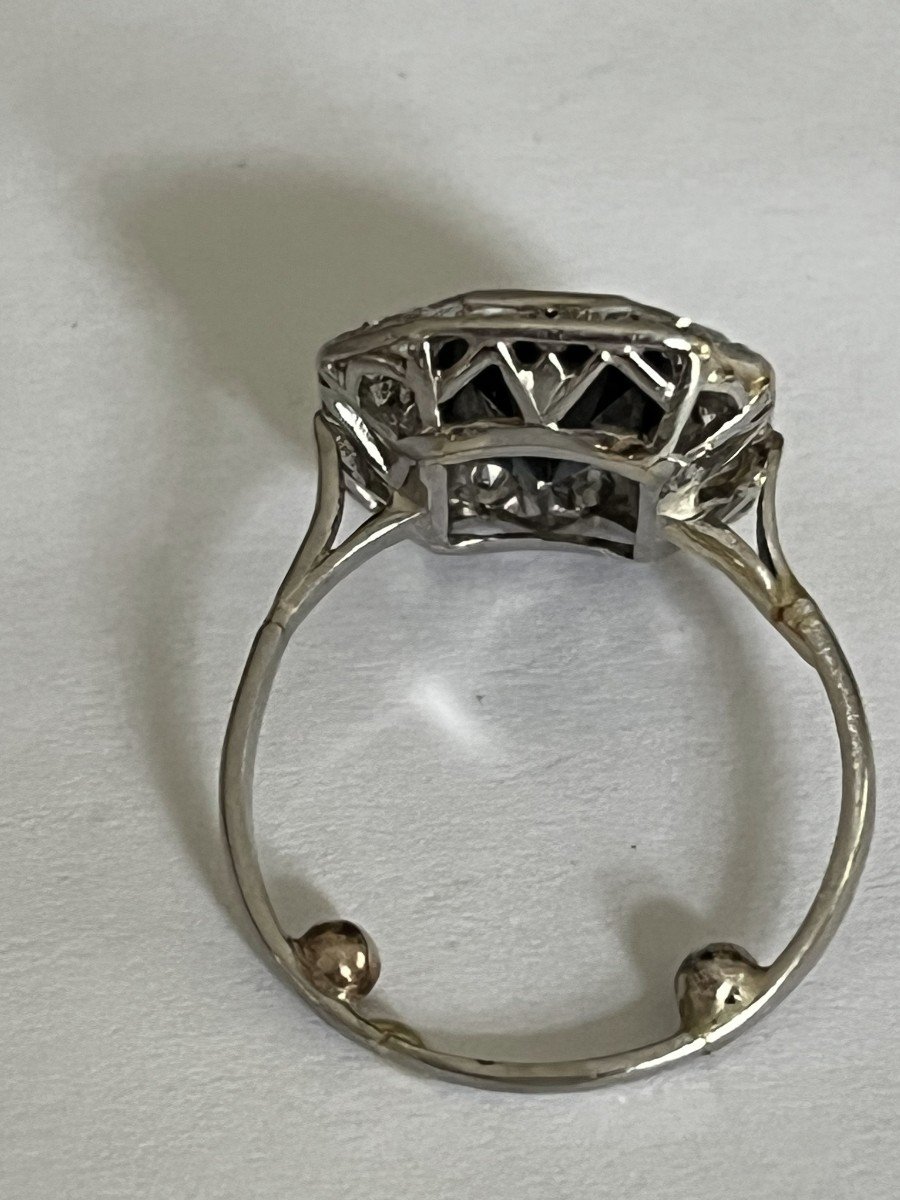 4517- Bague Platine Saphir Diamants-photo-3