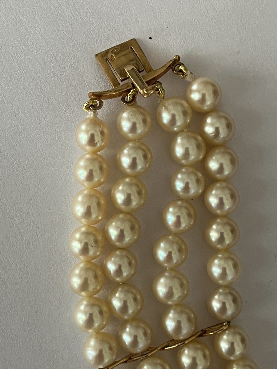 4765- Bracelet 4 Rangs De Perles Fermoir Or Jaune Turquoises-photo-3