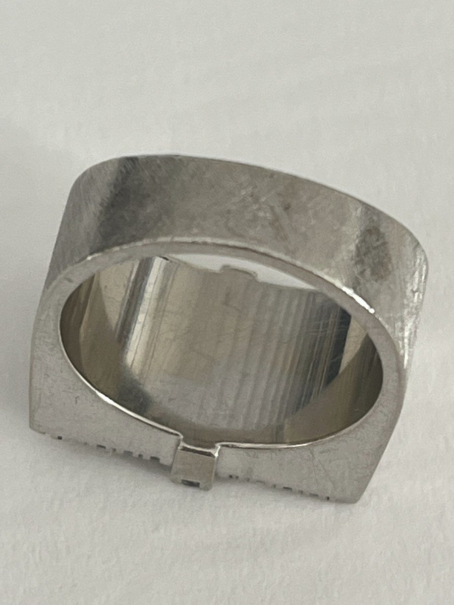 4861- White Gold Diamond Signet Ring-photo-2