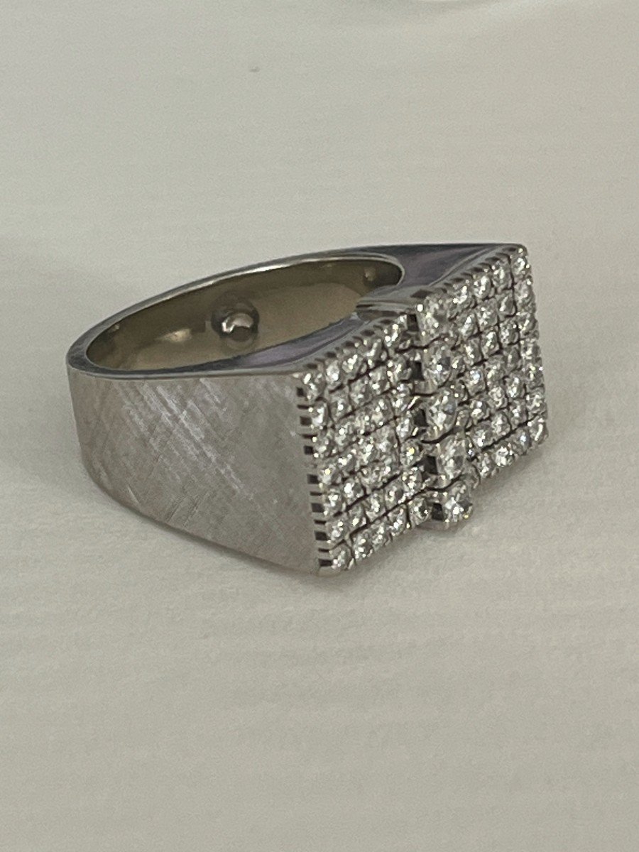 4861- White Gold Diamond Signet Ring-photo-4