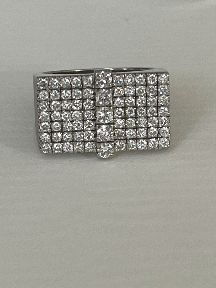 4861- White Gold Diamond Signet Ring-photo-1
