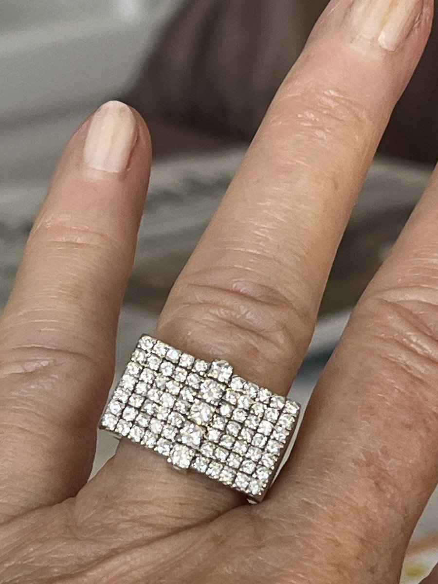 4861- White Gold Diamond Signet Ring-photo-2