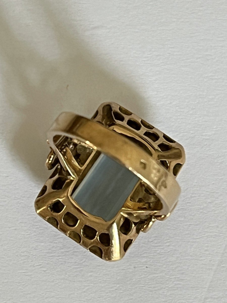 4779- 5 Ct Yellow Gold Aquamarine Ring-photo-2