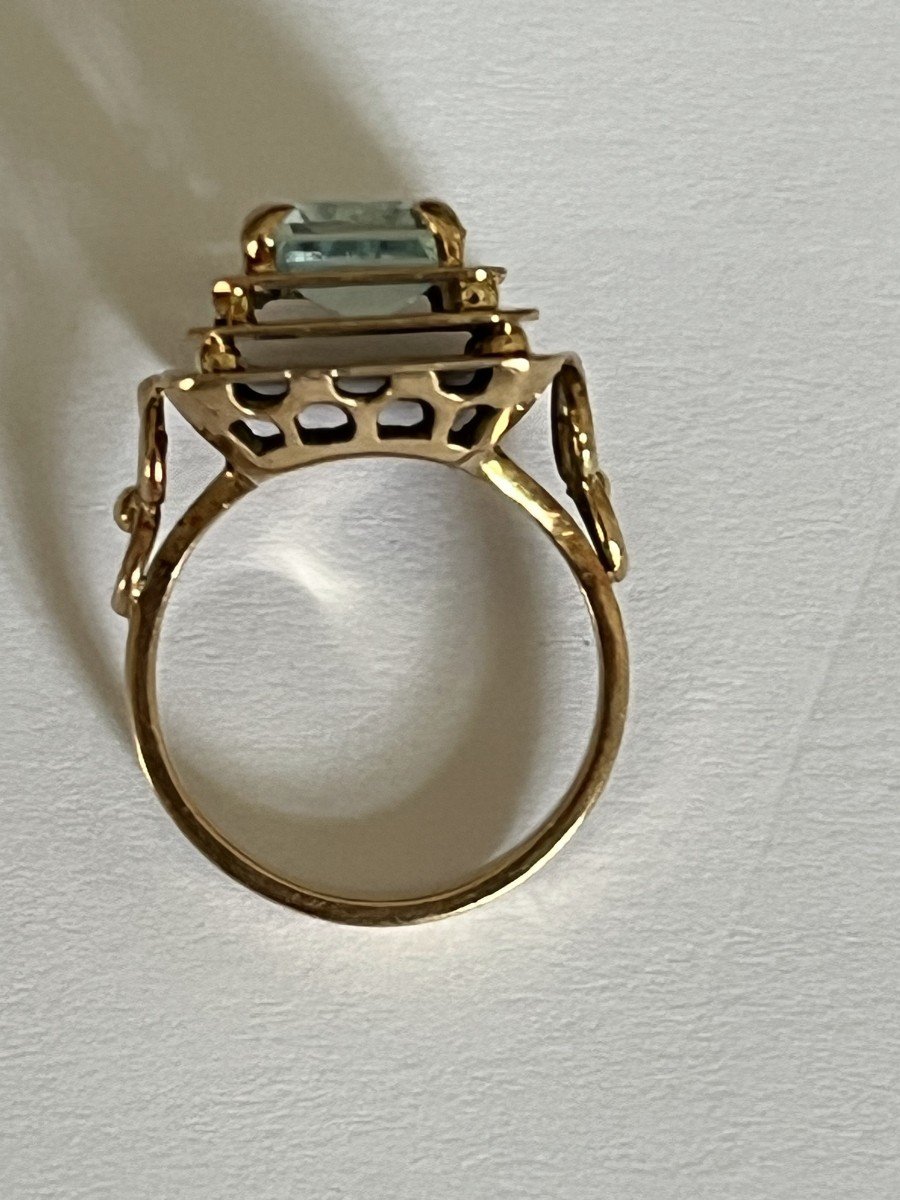 4779- 5 Ct Yellow Gold Aquamarine Ring-photo-3