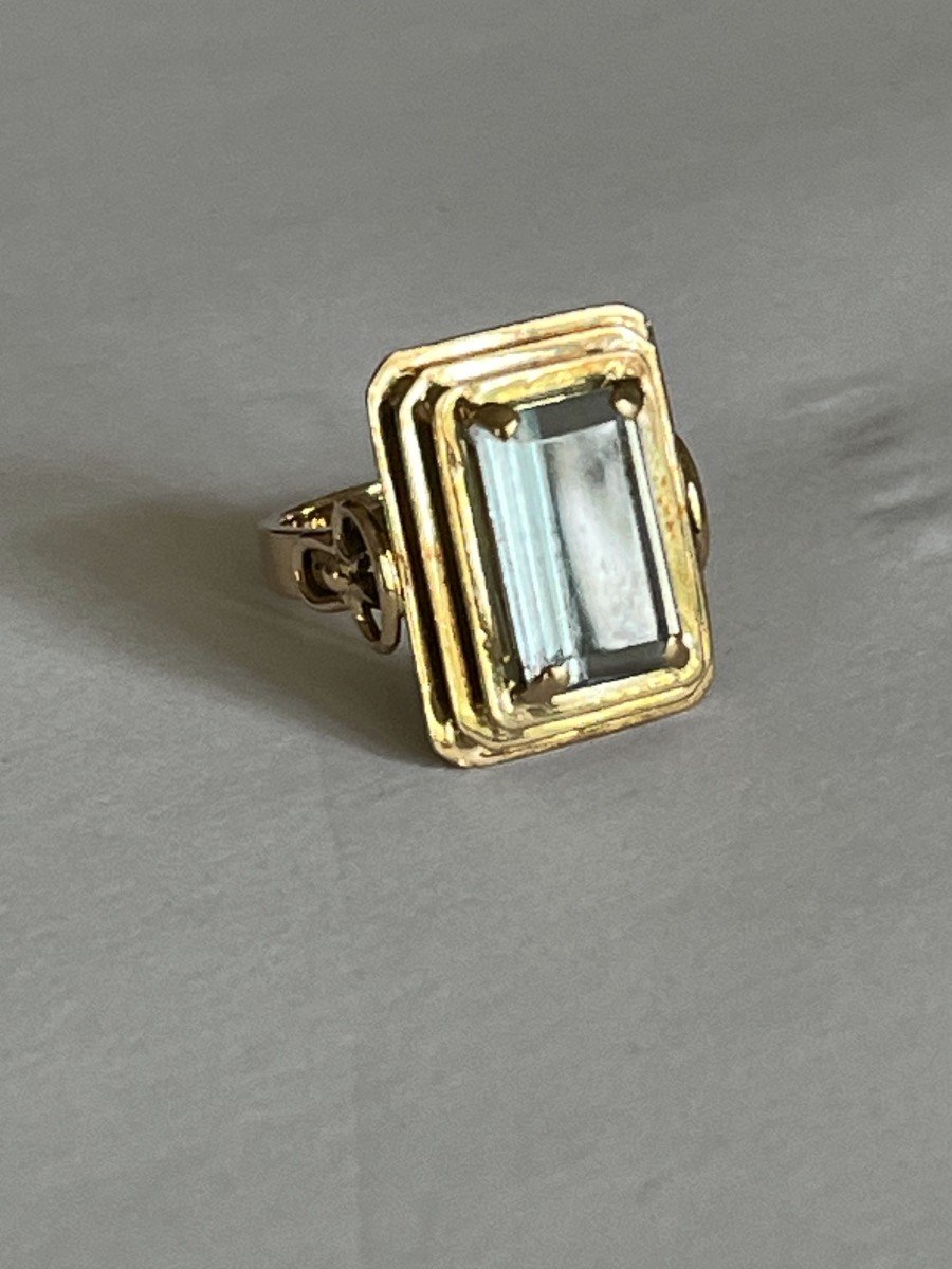 4779- 5 Ct Yellow Gold Aquamarine Ring-photo-4