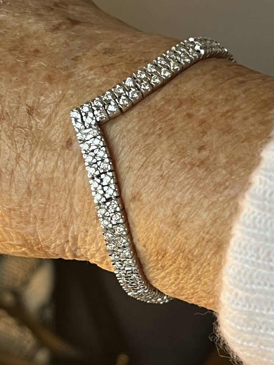 4923- Bracelet Or Gris Chevrons Diamants 4 Ct-photo-2