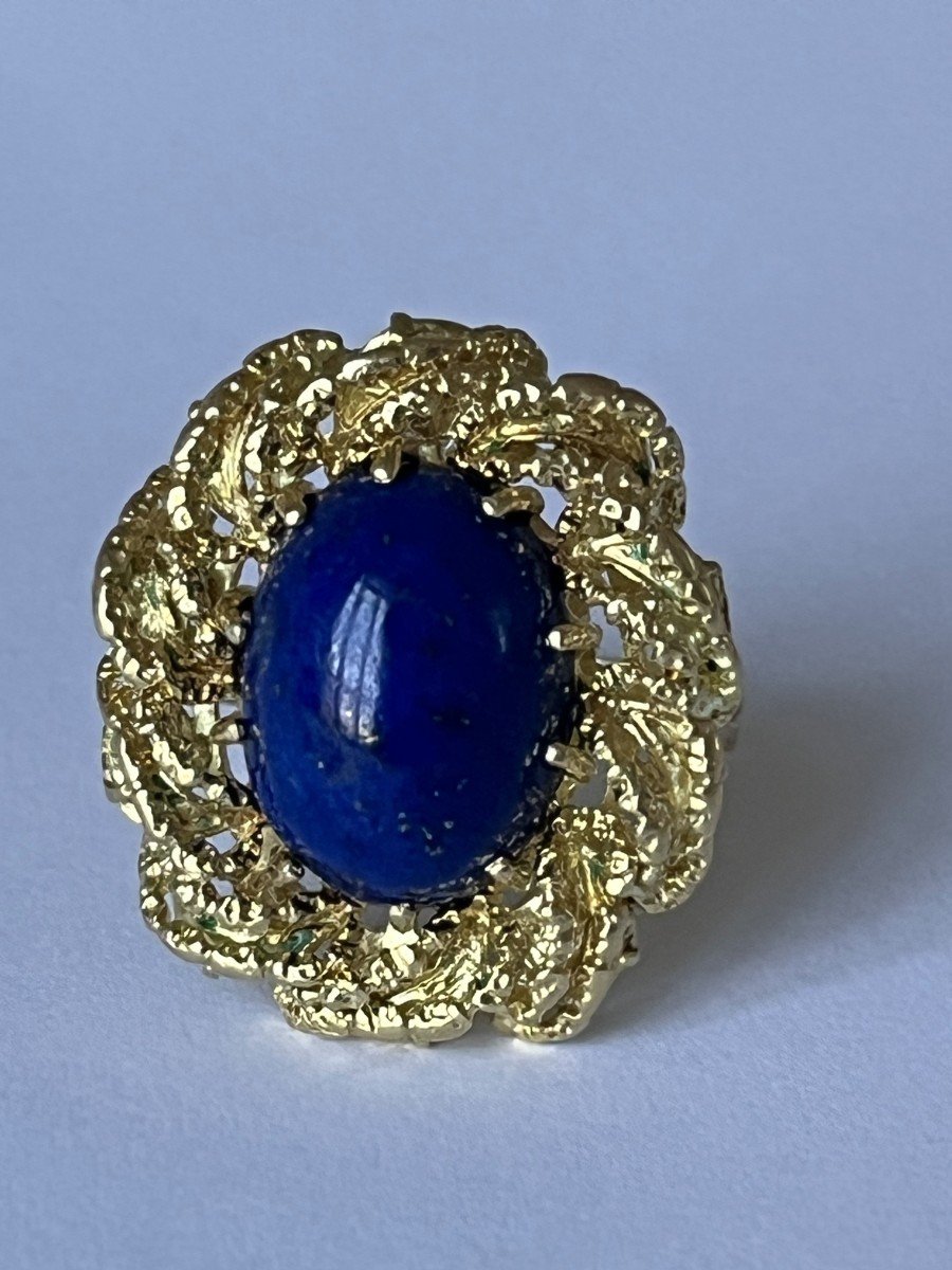 4951- Lapis Lazuli Yellow Gold Thread Ring-photo-1