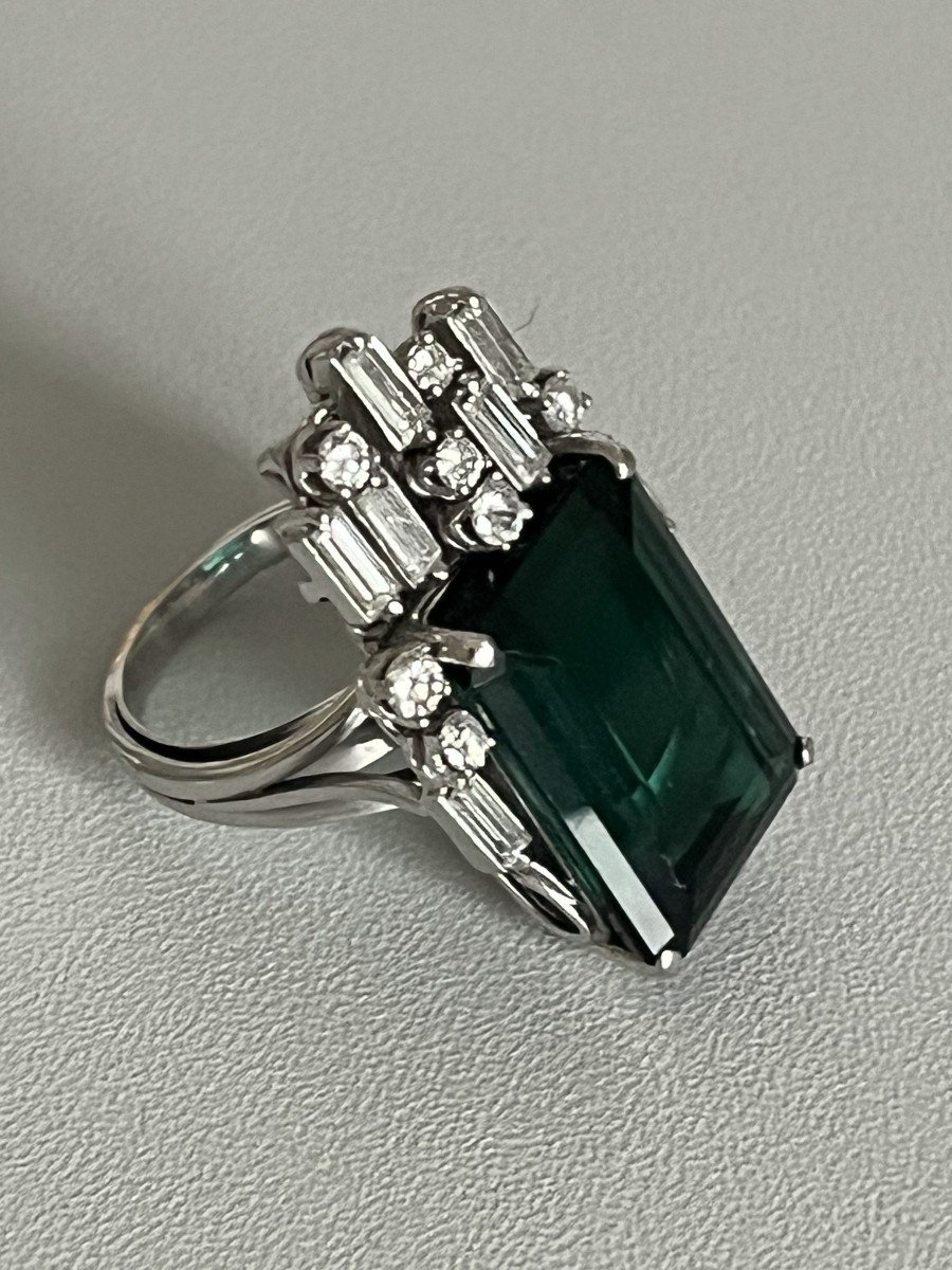 5080- White Gold Tourmaline Diamond Ring-photo-4