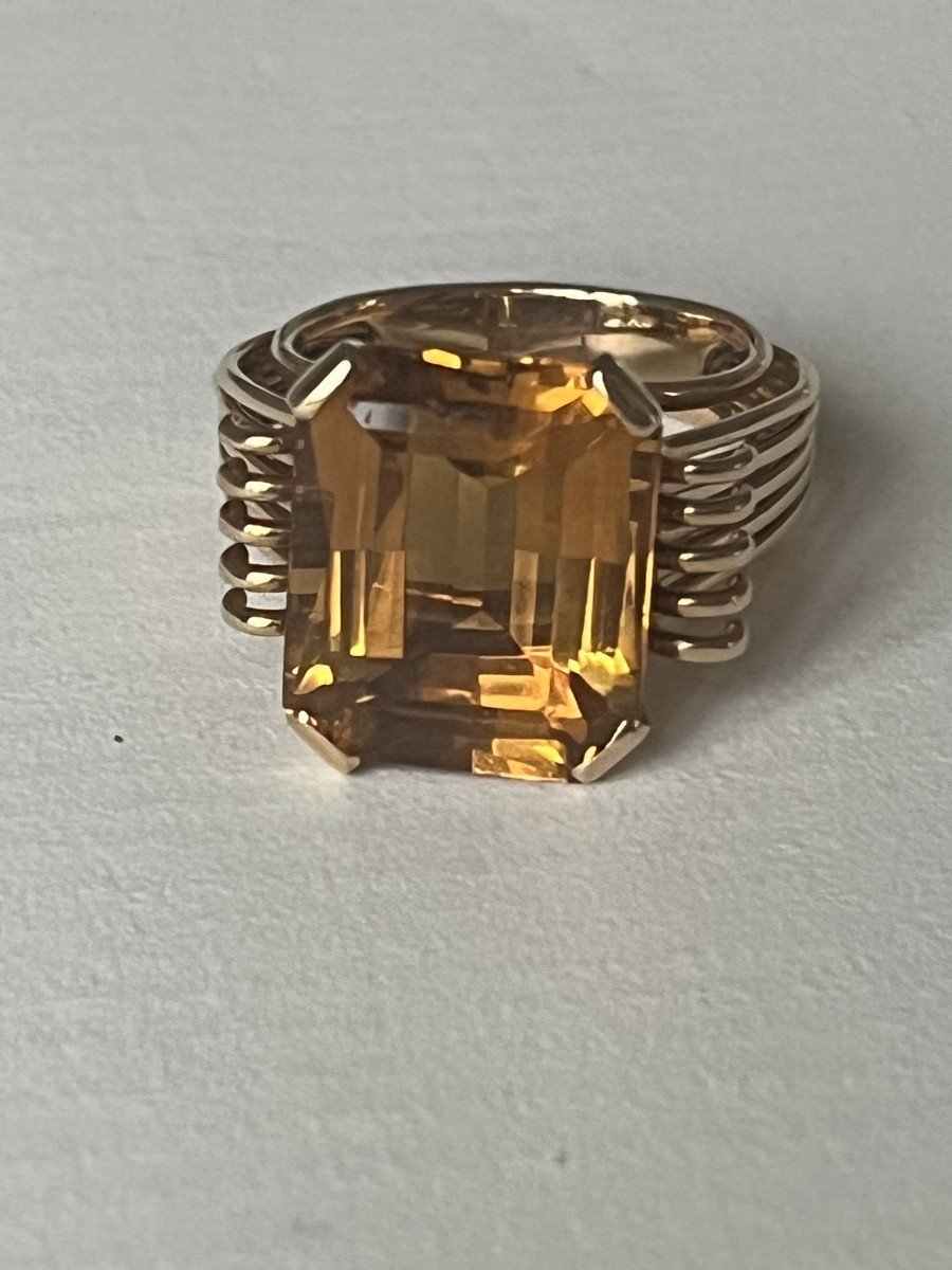 5131- Citrine Yellow Gold Thread Ring 13.50 Ct-photo-1