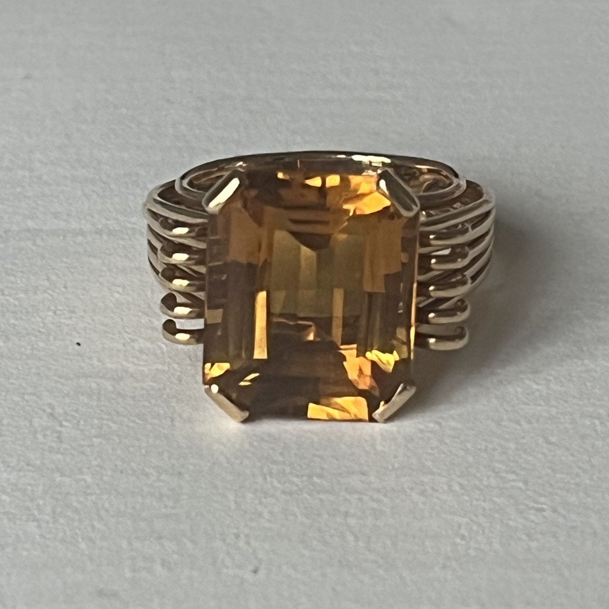 5131- Citrine Yellow Gold Thread Ring 13.50 Ct