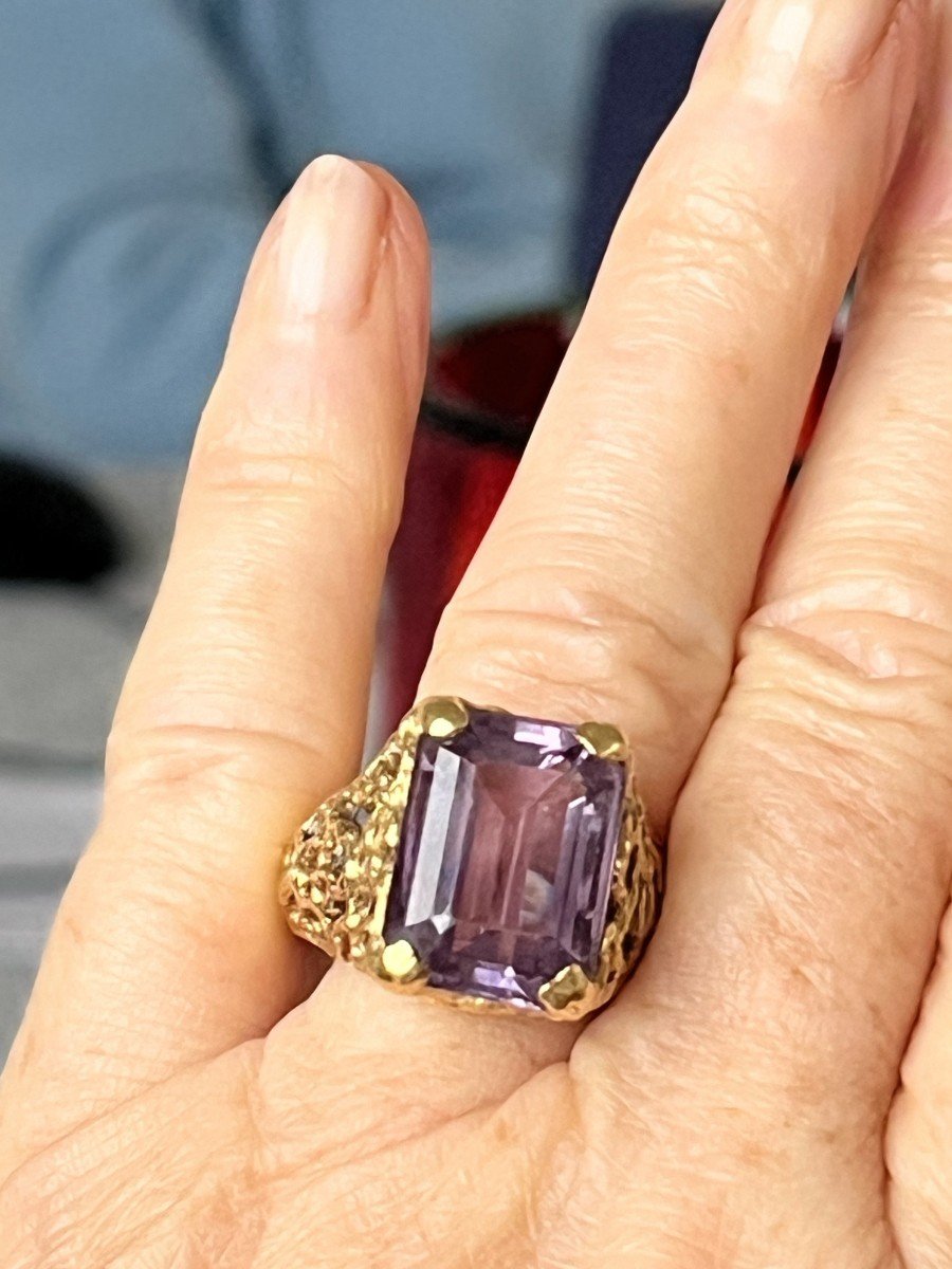 5147- Bague Or Jaune Stylisé Améthyste 5,00 Ct-photo-3