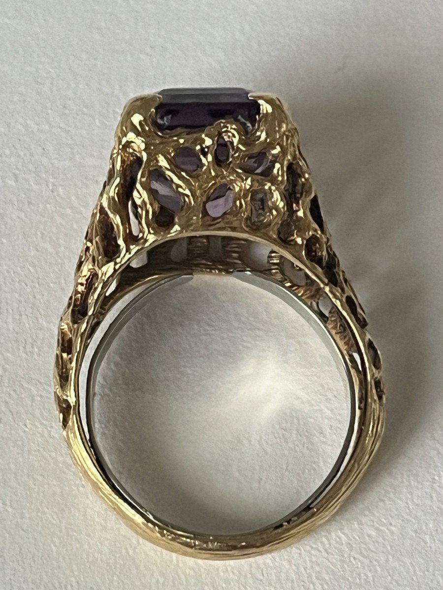5147- Yellow Gold Ring Stylized Amethyst 5.00 Ct-photo-1