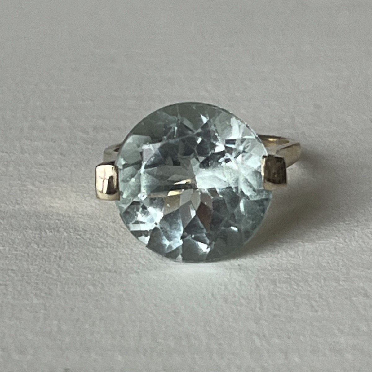 5151- Bague Solitaire Or Jaune Aigue-marine 7,00 Ct