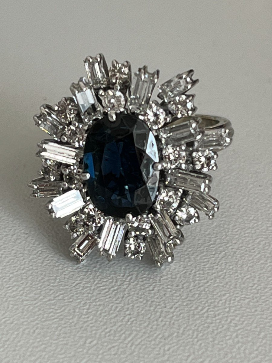 4077- Bague Cocktail Saphir Diamants 1,60 Ct-photo-8
